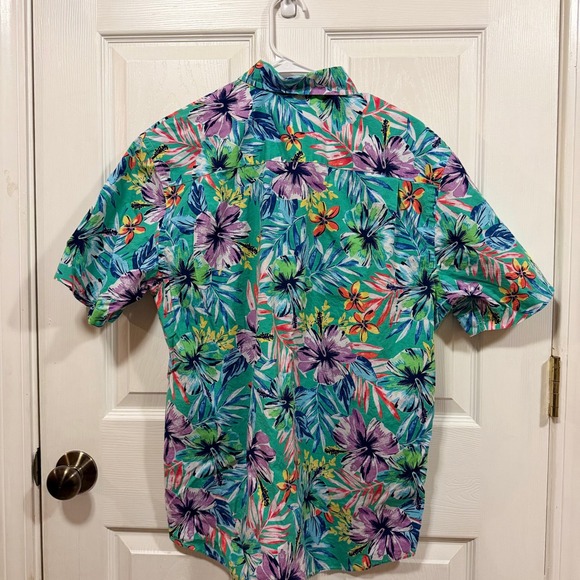 Crown Ivy Classic Fit Men's Medium Short Sleeve Button Down Shirt Tropical Print - Picture 11 of 12